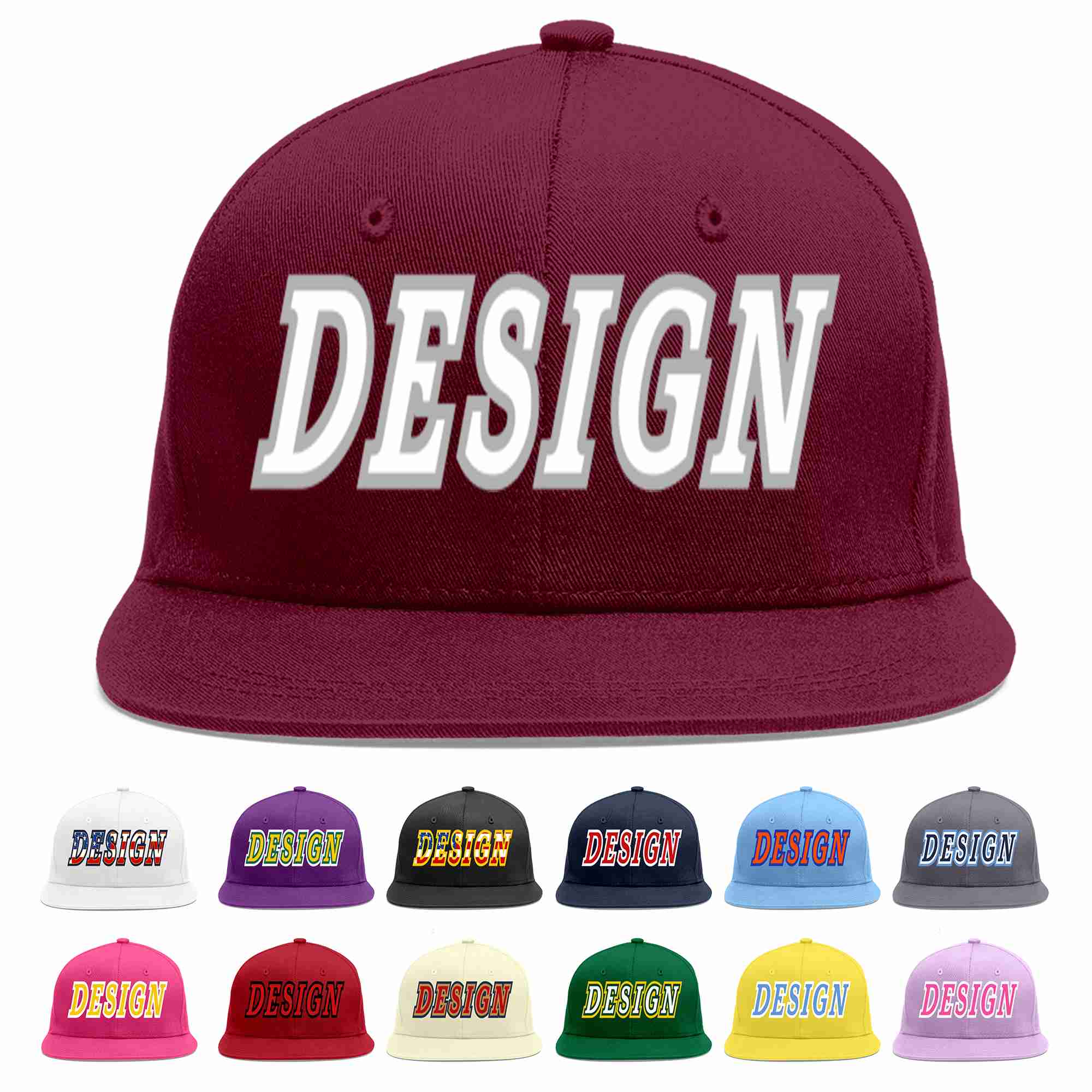 Custom Crimson White-Gray Flat Eaves Sport Baseball Cap Design for Men/Women/Youth