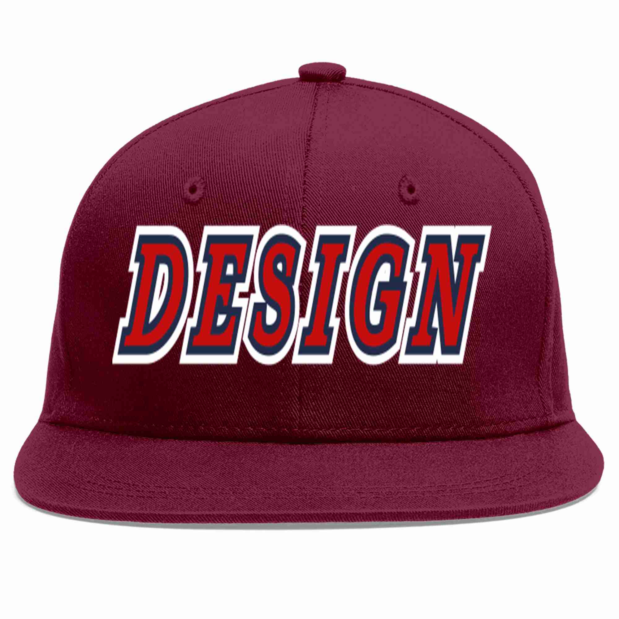 Custom Crimson Red-Navy Flat Eaves Sport Baseball Cap Design for Men/Women/Youth