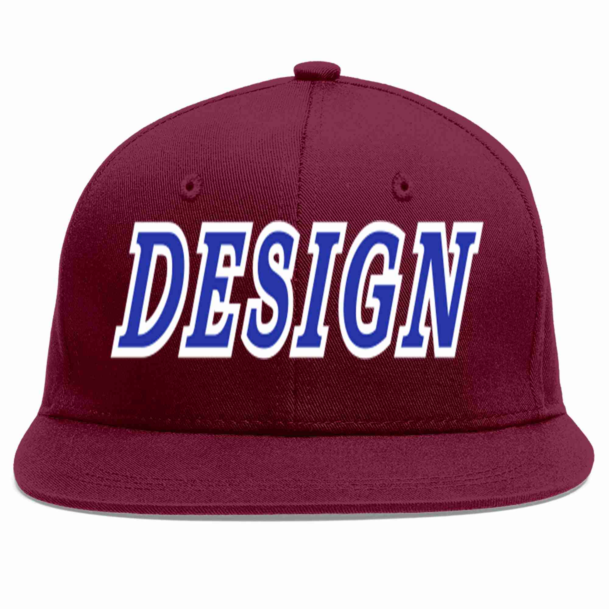 Custom Crimson Royal-White Flat Eaves Sport Baseball Cap Design for Men/Women/Youth