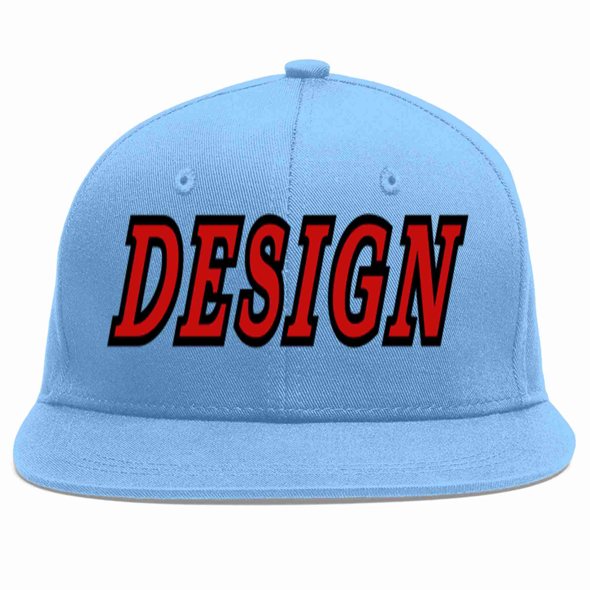 Conception personnalisée de casquette de baseball de sport à avant-toit plat bleu clair rouge-noir pour hommes/femmes/jeunes