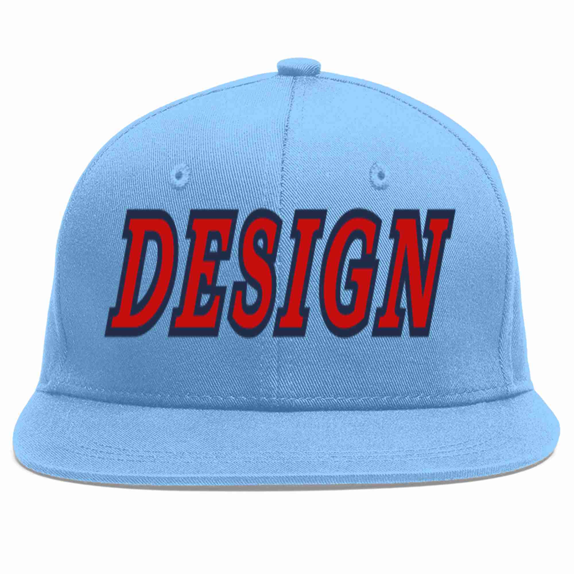 Conception personnalisée de casquette de baseball de sport à avant-toit plat bleu clair rouge-marine pour hommes/femmes/jeunes