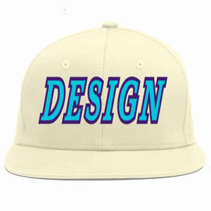 Custom Cream Light Blue-purple Flat Eaves Sport Baseball Cap Design for Men/Women/Youth