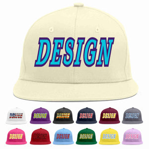 Custom Cream Light Blue-purple Flat Eaves Sport Baseball Cap Design for Men/Women/Youth