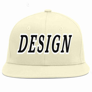 Conception personnalisée de casquette de baseball de sport à avant-toit plat noir-blanc crème pour hommes/femmes/jeunes