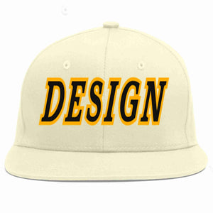 Conception personnalisée de casquette de baseball de sport à Eaves plates noir-jaune crème pour hommes/femmes/jeunes