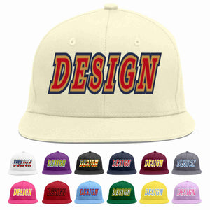 Custom Cream Red-Old Gold Flat Eaves Sport Baseball Cap Design for Men/Women/Youth