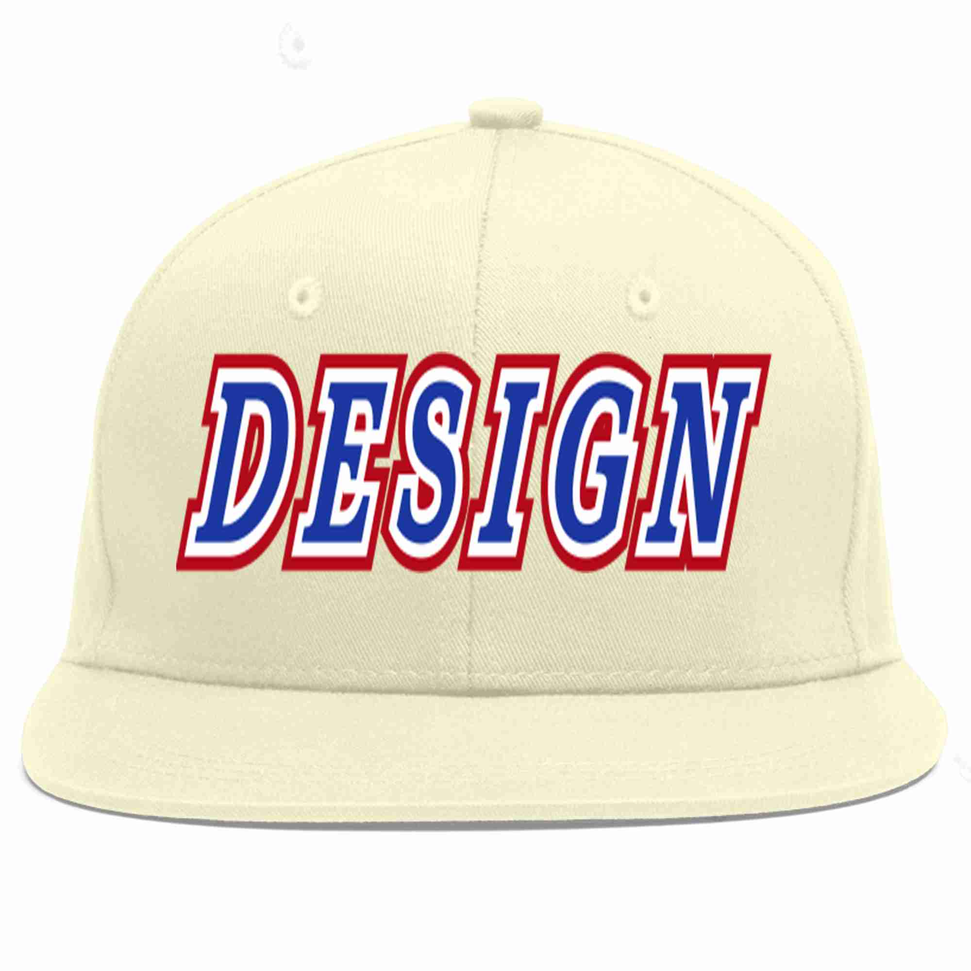 Custom Cream Royal-White Flat Eaves Sport Baseball Cap Design for Men/Women/Youth