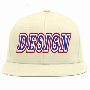 Conception personnalisée de casquette de baseball de sport à Eaves plates Royal-White crème personnalisée pour hommes/femmes/jeunes