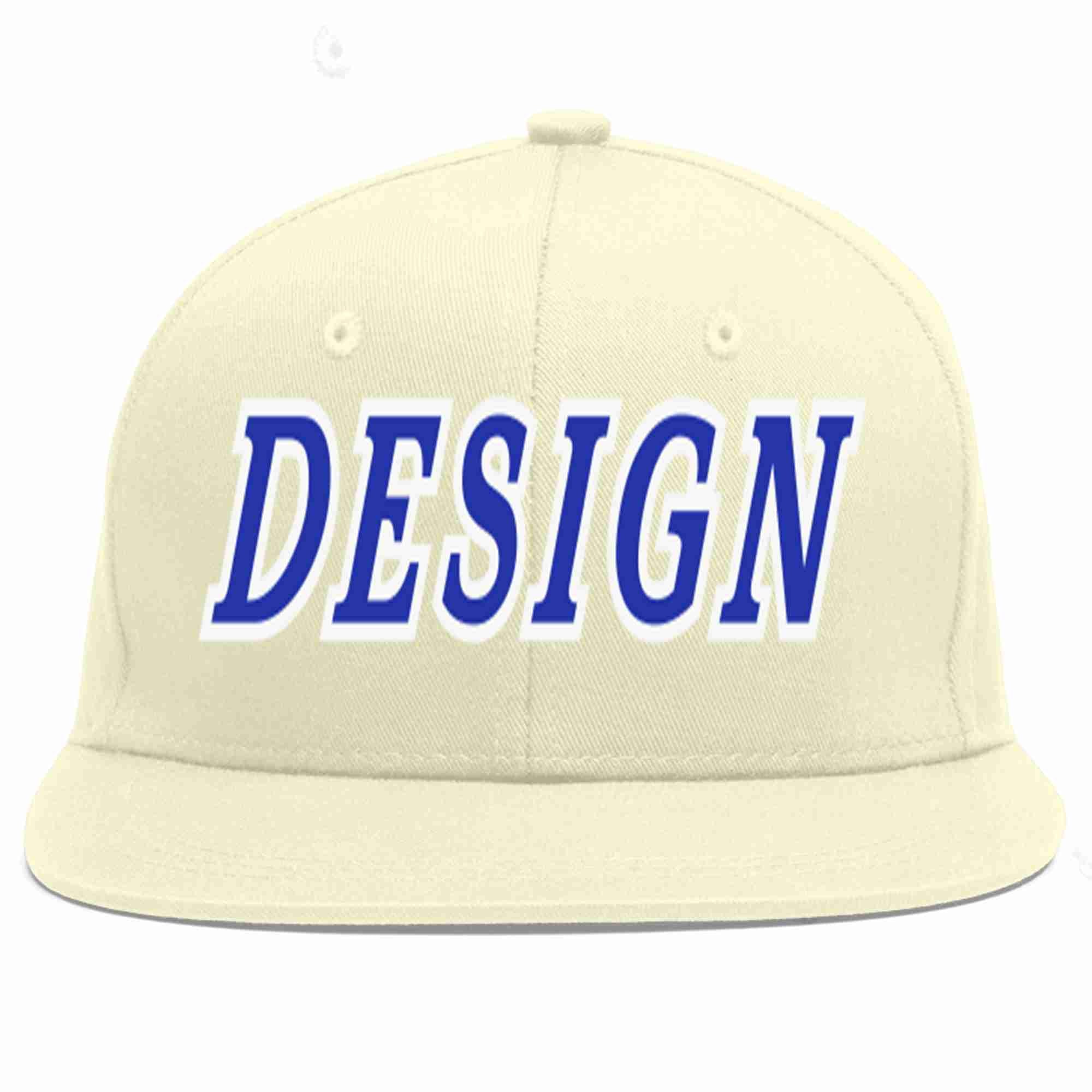 Conception personnalisée de casquette de baseball de sport à Eaves plates Royal-White crème personnalisée pour hommes/femmes/jeunes