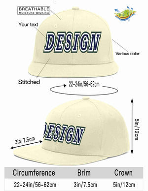 Custom Cream Navy-White Flat Eaves Sport Baseball Cap Design for Men/Women/Youth