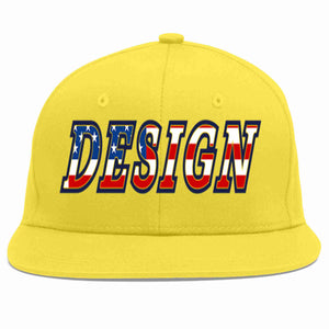 Custom Light Gold Vintage USA Flag-Gold Flat Eaves Sport Baseball Cap Design for Men/Women/Youth