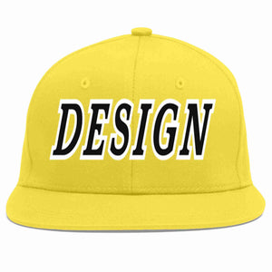 Custom Light Gold Black-White Flat Eaves Sport Baseball Cap Design for Men/Women/Youth