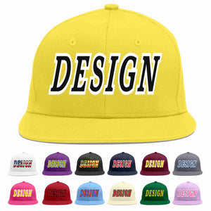 Custom Light Gold Black-White Flat Eaves Sport Baseball Cap Design for Men/Women/Youth