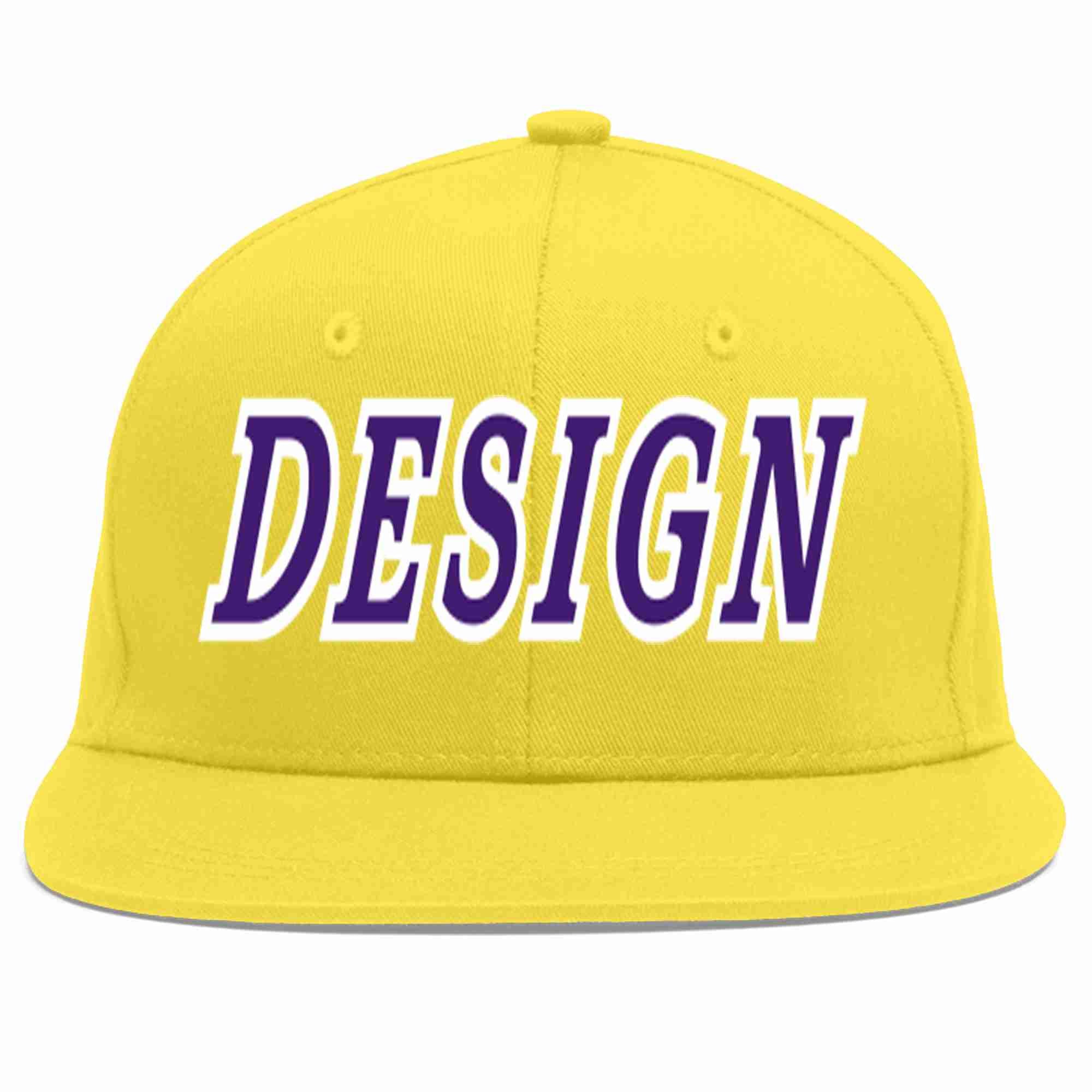 Conception personnalisée de casquette de baseball de sport à avant-toit plat violet-blanc or clair pour hommes/femmes/jeunes