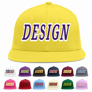 Custom Light Gold purple-White Flat Eaves Sport Baseball Cap Design for Men/Women/Youth