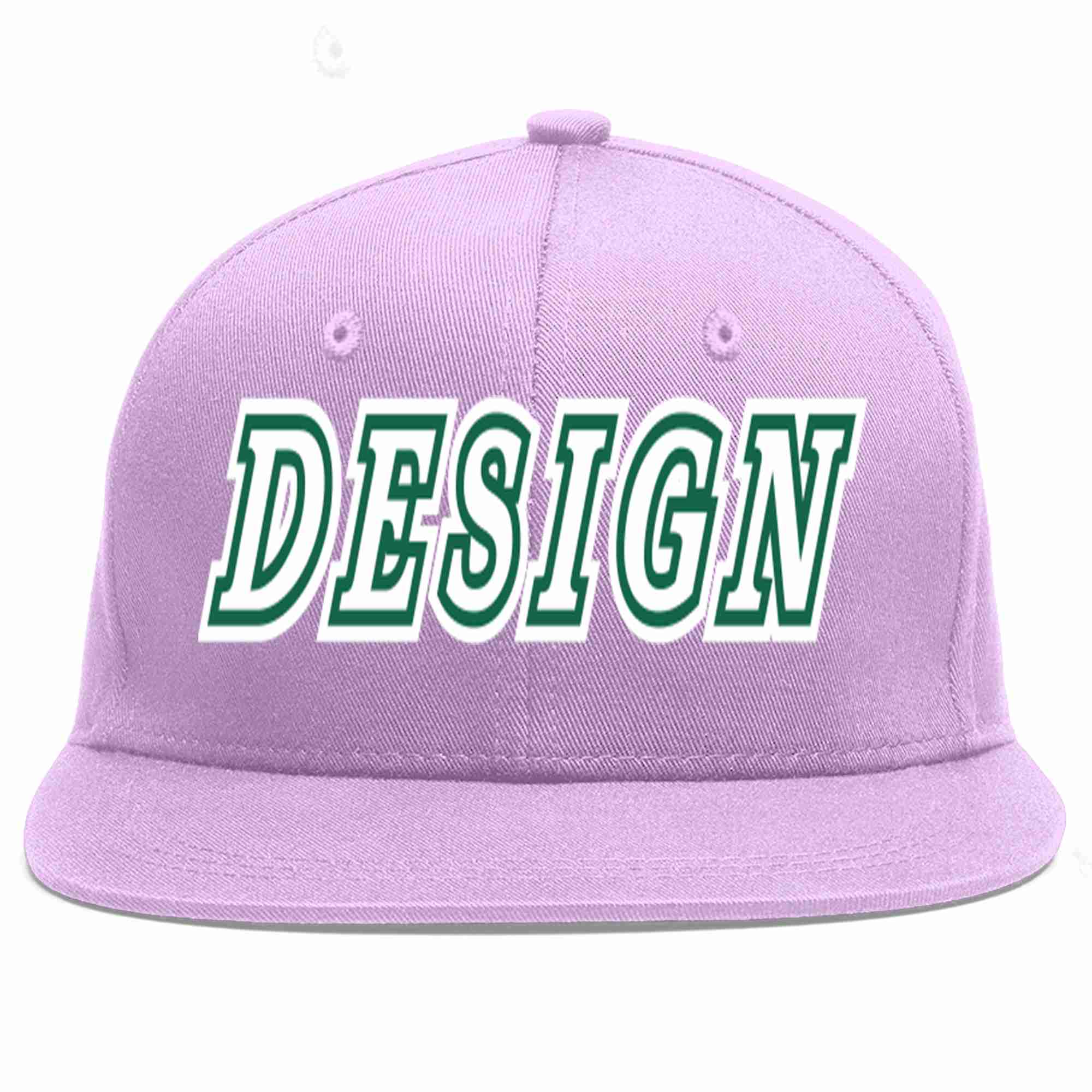 Conception personnalisée de casquette de baseball de sport à avant-toit plat violet clair blanc-vert Kelly pour hommes/femmes/jeunes