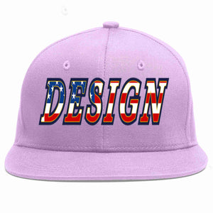 Custom Light Purple Vintage USA Flag-Gold Flat Eaves Sport Baseball Cap Design for Men/Women/Youth