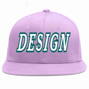 Custom Light Purple White-Aqua Flat Eaves Sport Baseball Cap Design for Men/Women/Youth