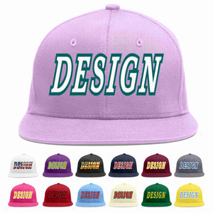 Custom Light Purple White-Aqua Flat Eaves Sport Baseball Cap Design for Men/Women/Youth