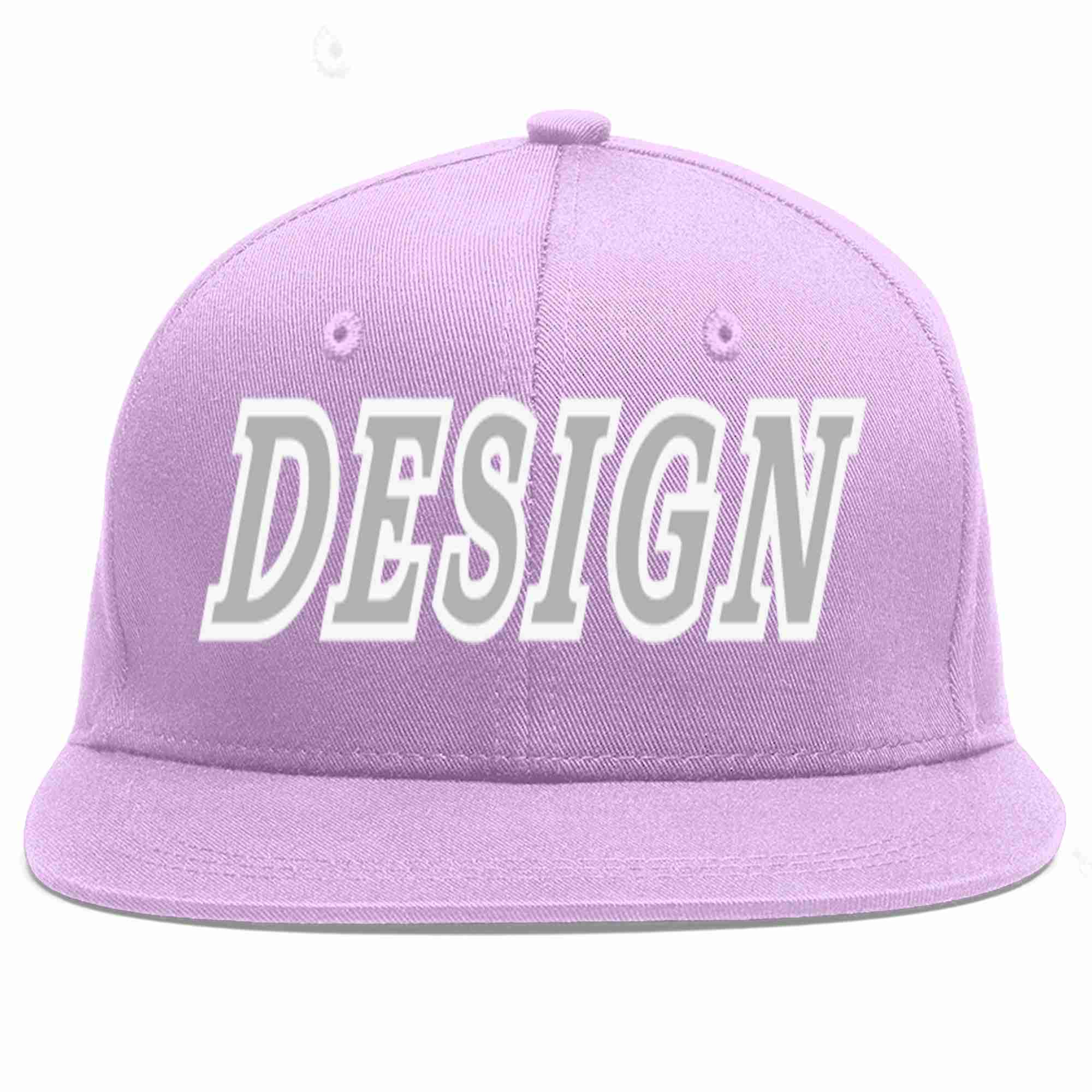 Custom Light Purple Gray-White Flat Eaves Sport Baseball Cap Design for Men/Women/Youth