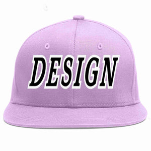 Conception personnalisée de casquette de baseball de sport à avant-toit plat violet clair noir-blanc pour hommes/femmes/jeunes