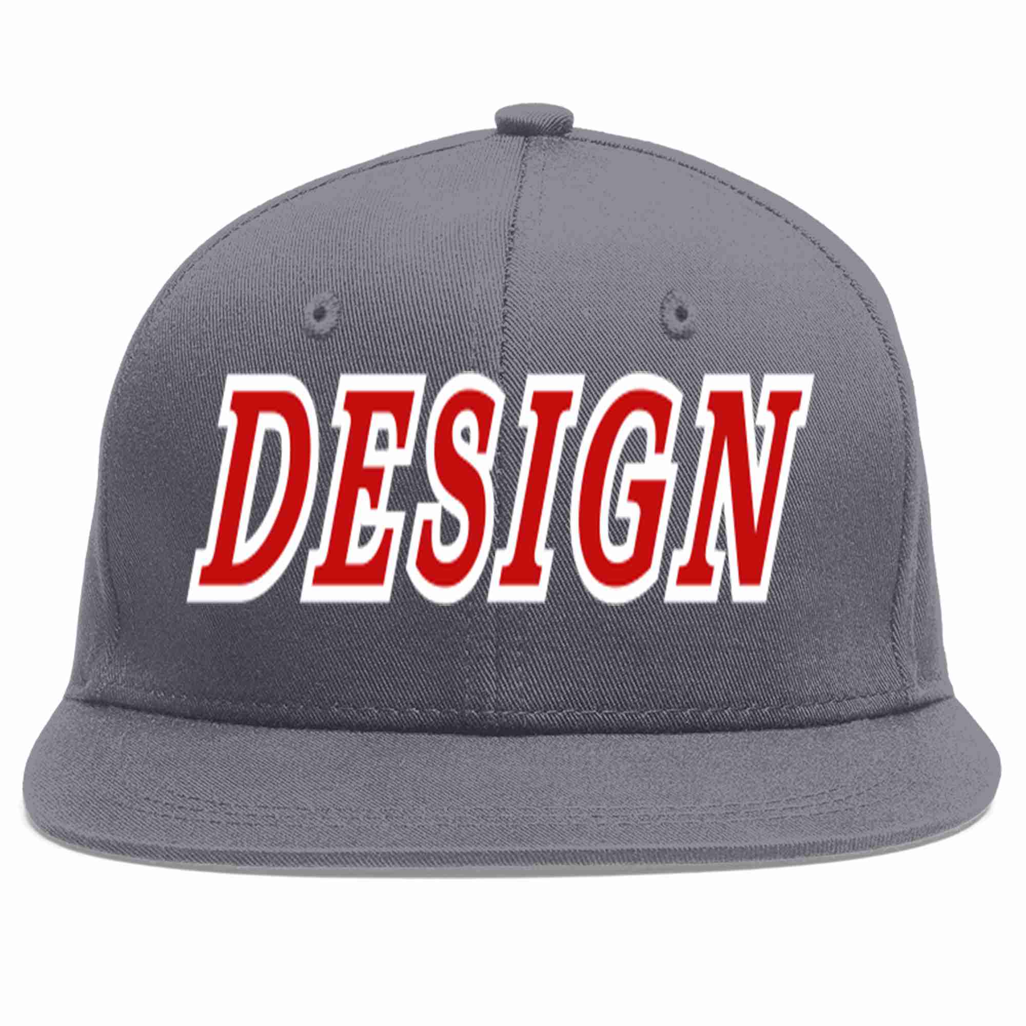 Conception personnalisée de casquette de baseball de sport à avant-toit plat gris foncé rouge-blanc pour hommes/femmes/jeunes