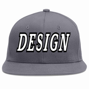 Conception personnalisée de casquette de baseball de sport à Eaves plates gris foncé blanc-noir pour hommes/femmes/jeunes