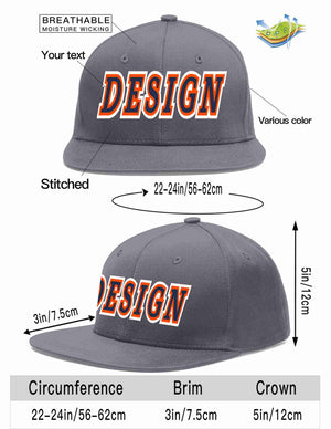 Casquette de baseball sport personnalisée gris foncé, bleu marine et orange, design plat pour hommes/femmes/jeunes