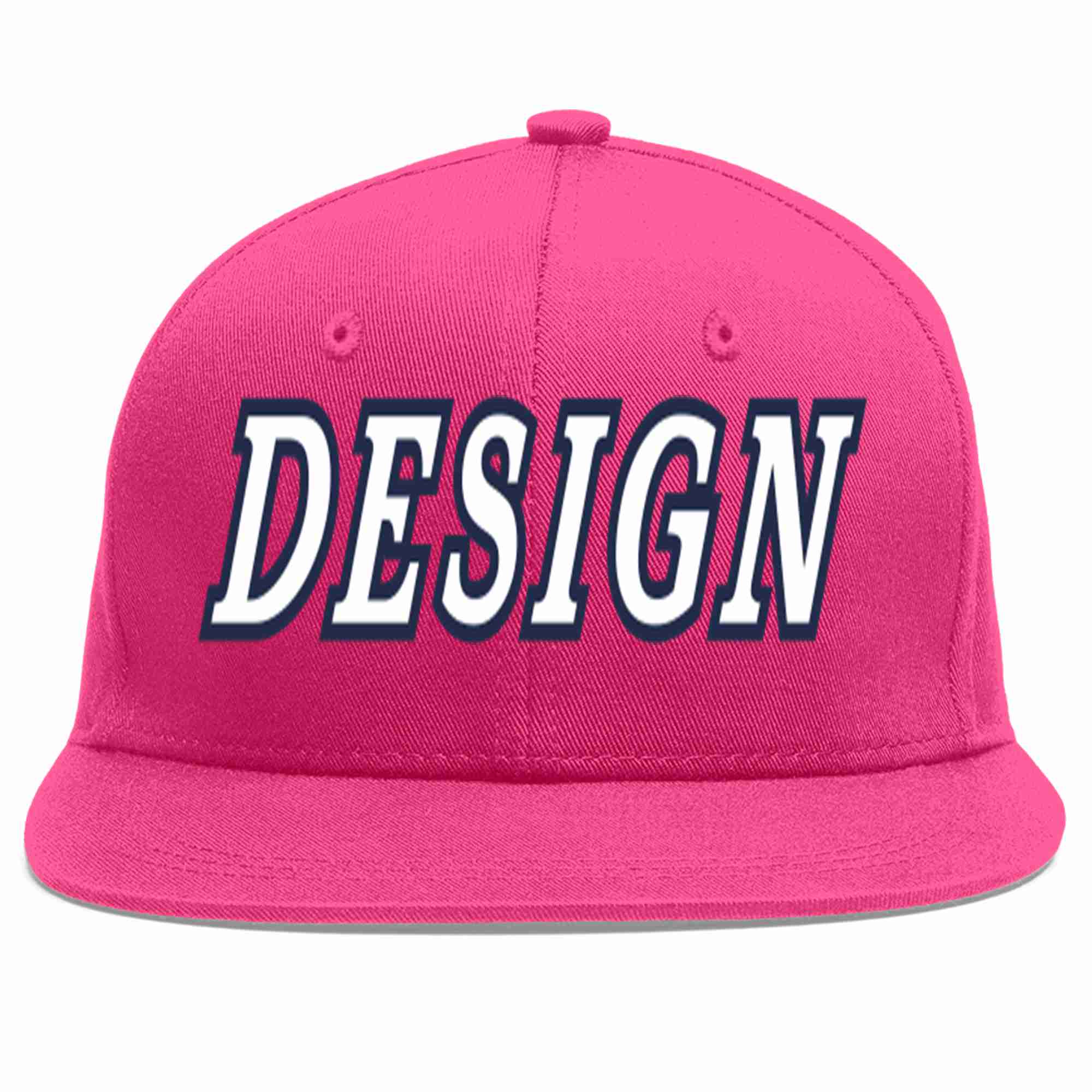 Custom Rose Red White-Navy Flat Eaves Sport Baseball Cap Design for Men/Women/Youth