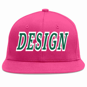 Casquette de baseball personnalisée Rose rouge Kelly vert-blanc, Design plat pour hommes/femmes/jeunes