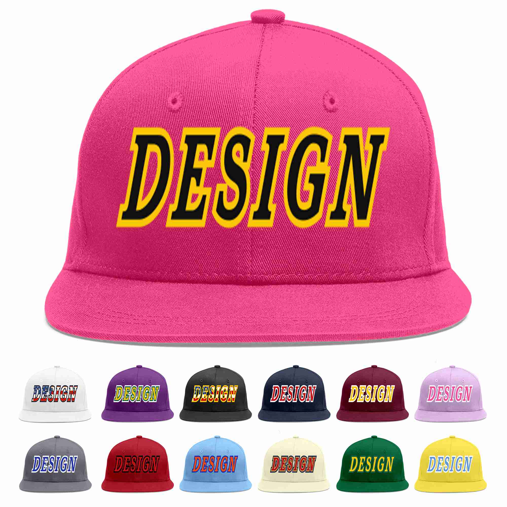 Custom Rose Red Black-Gold Flat Eaves Sport Baseball Cap Design for Men/Women/Youth