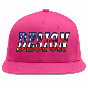 Custom Rose Red Vintage USA Flag-Gold Flat Eaves Sport Baseball Cap Design for Men/Women/Youth