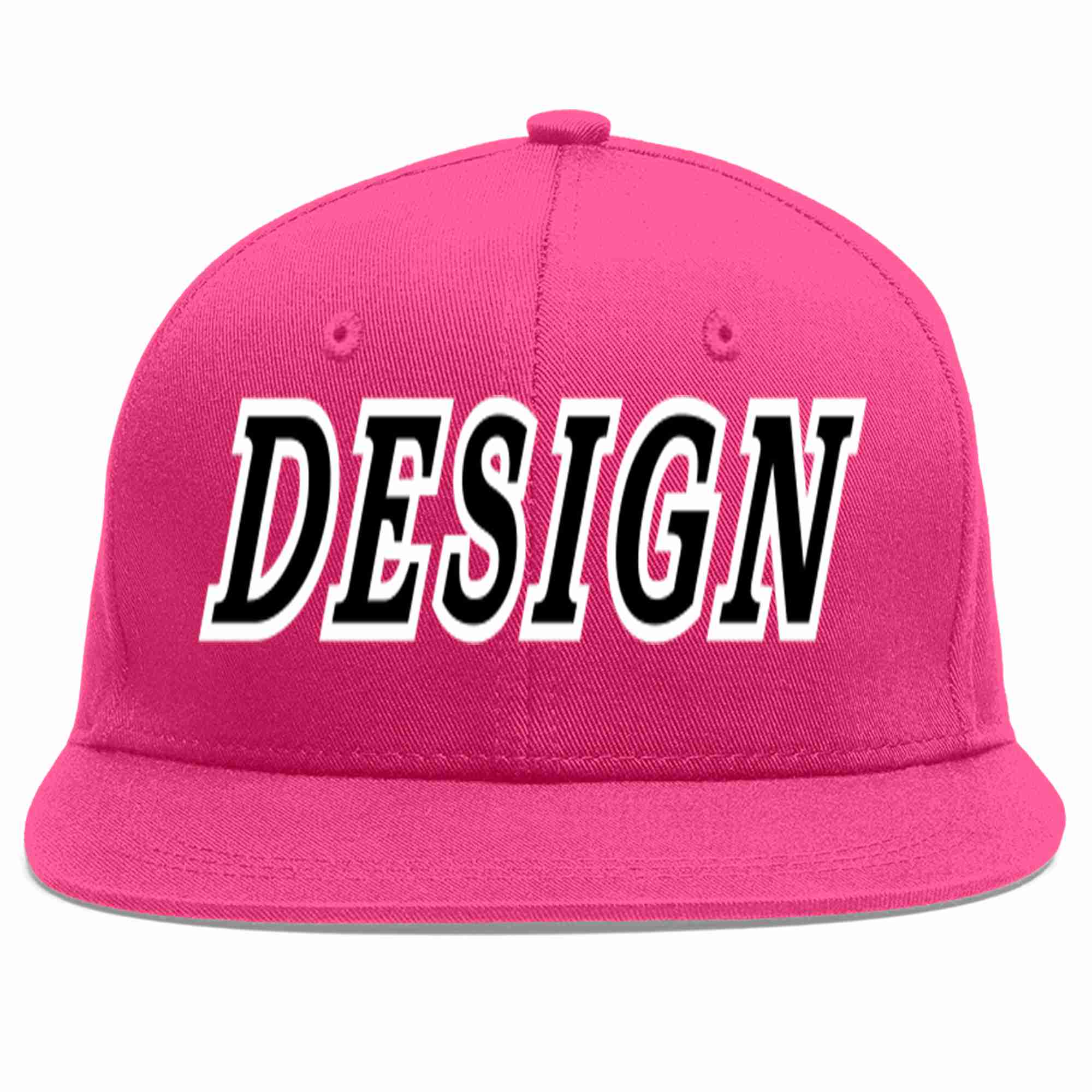 Conception personnalisée de casquette de baseball de sport à avant-toit plat rose rouge noir-blanc pour hommes/femmes/jeunes