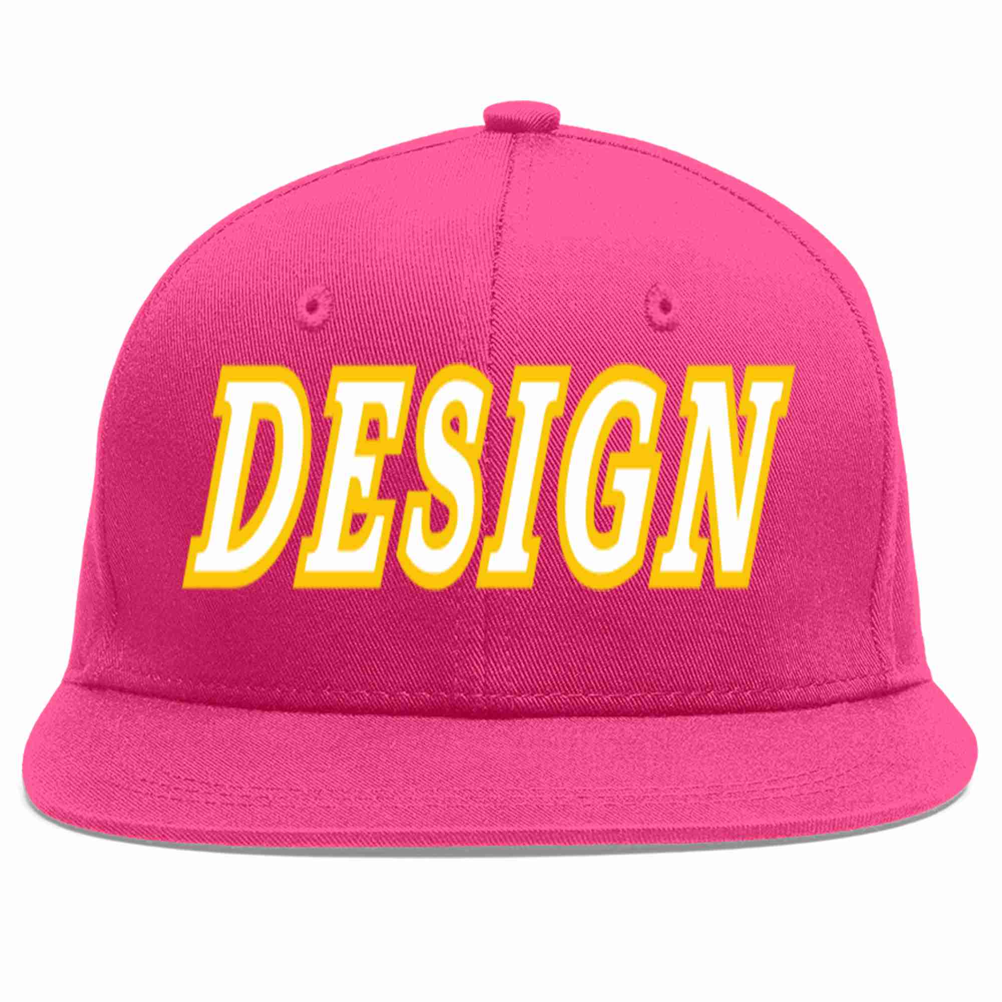 Conception personnalisée de casquette de baseball de sport à avant-toit plat rose rouge blanc-or pour hommes/femmes/jeunes