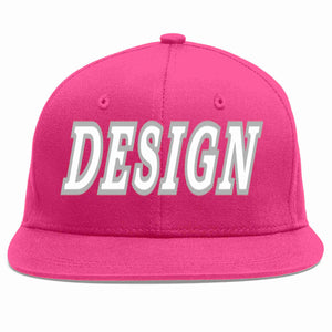 Custom Rose Red White-Gray Flat Eaves Sport Baseball Cap Design for Men/Women/Youth