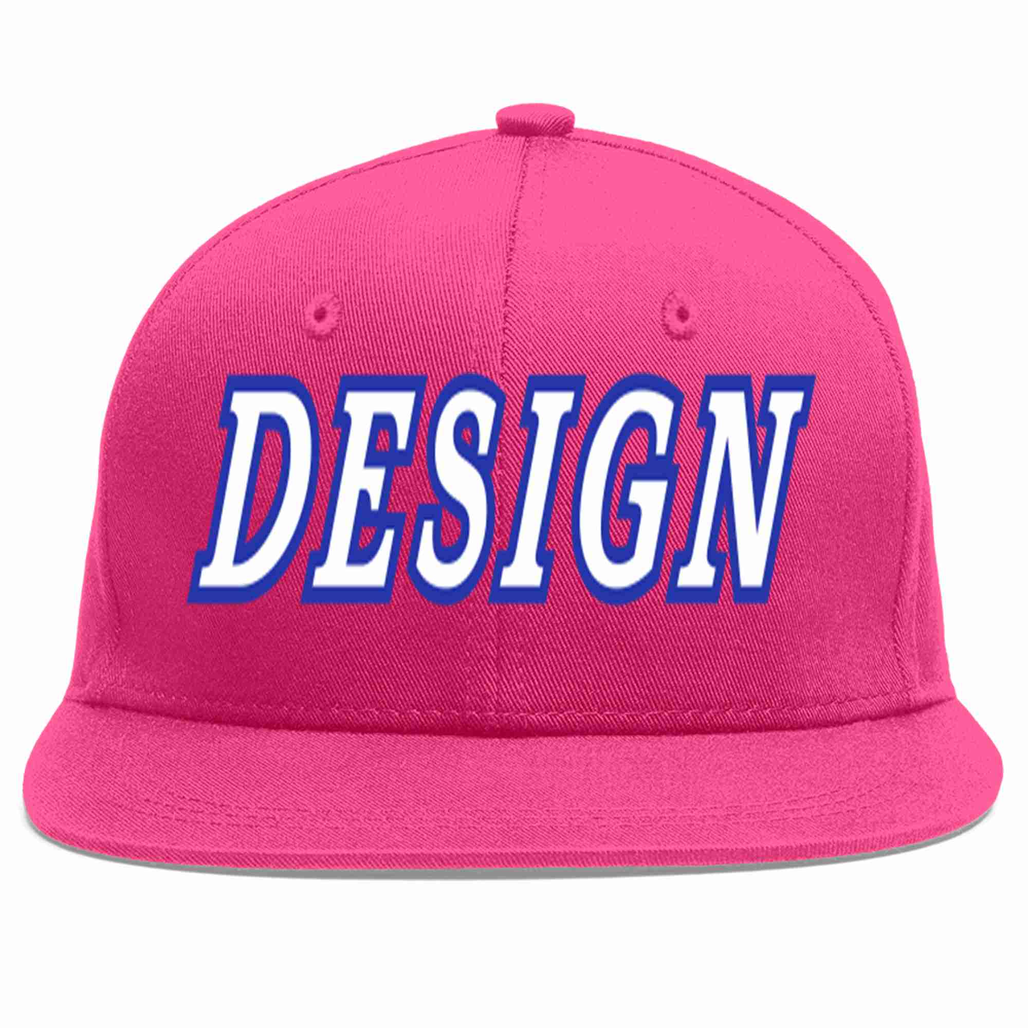 Custom Rose Red White-Royal Flat Eaves Sport Baseball Cap Design for Men/Women/Youth