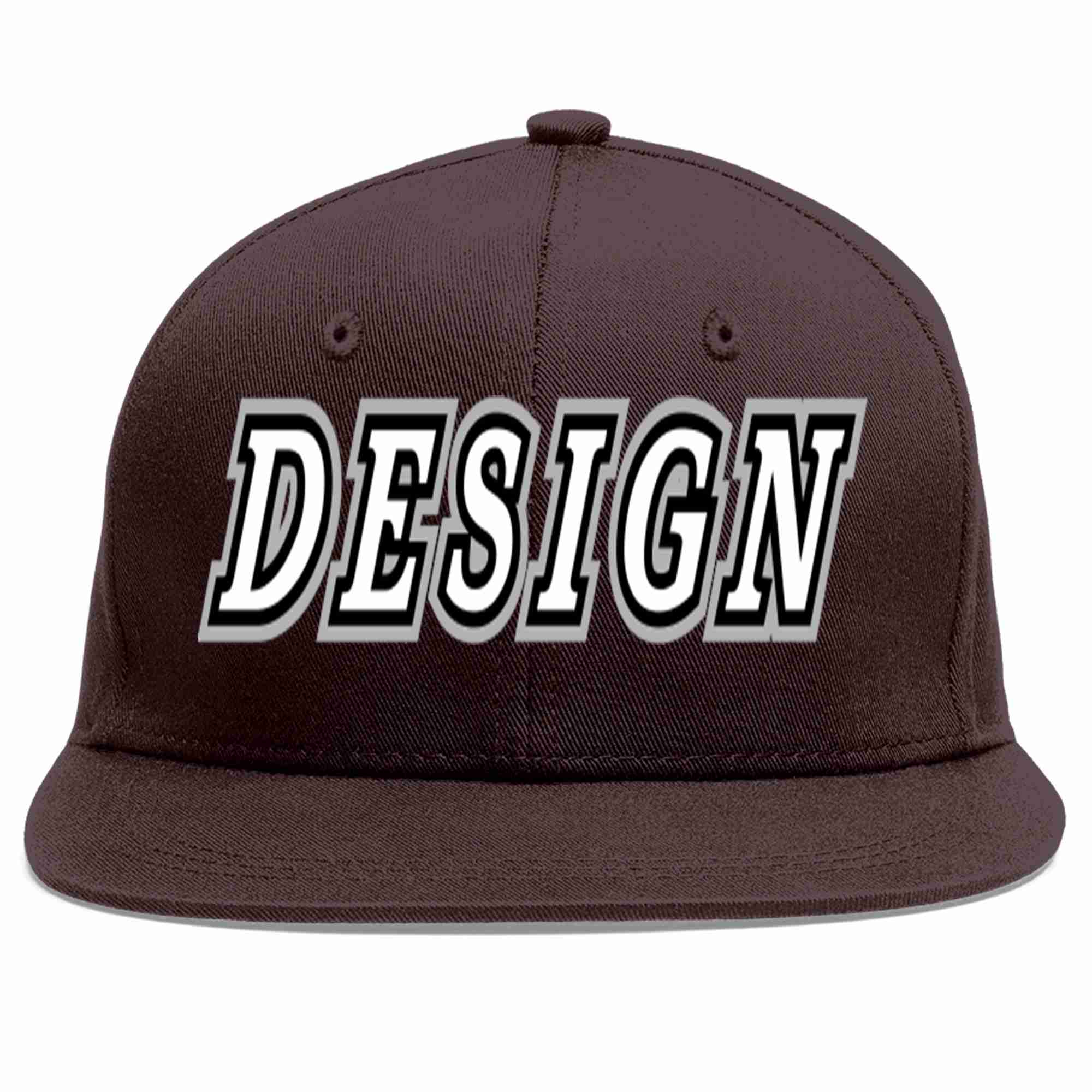 Custom Brown White-Black Flat Eaves Sport Baseball Cap Design for Men/Women/Youth