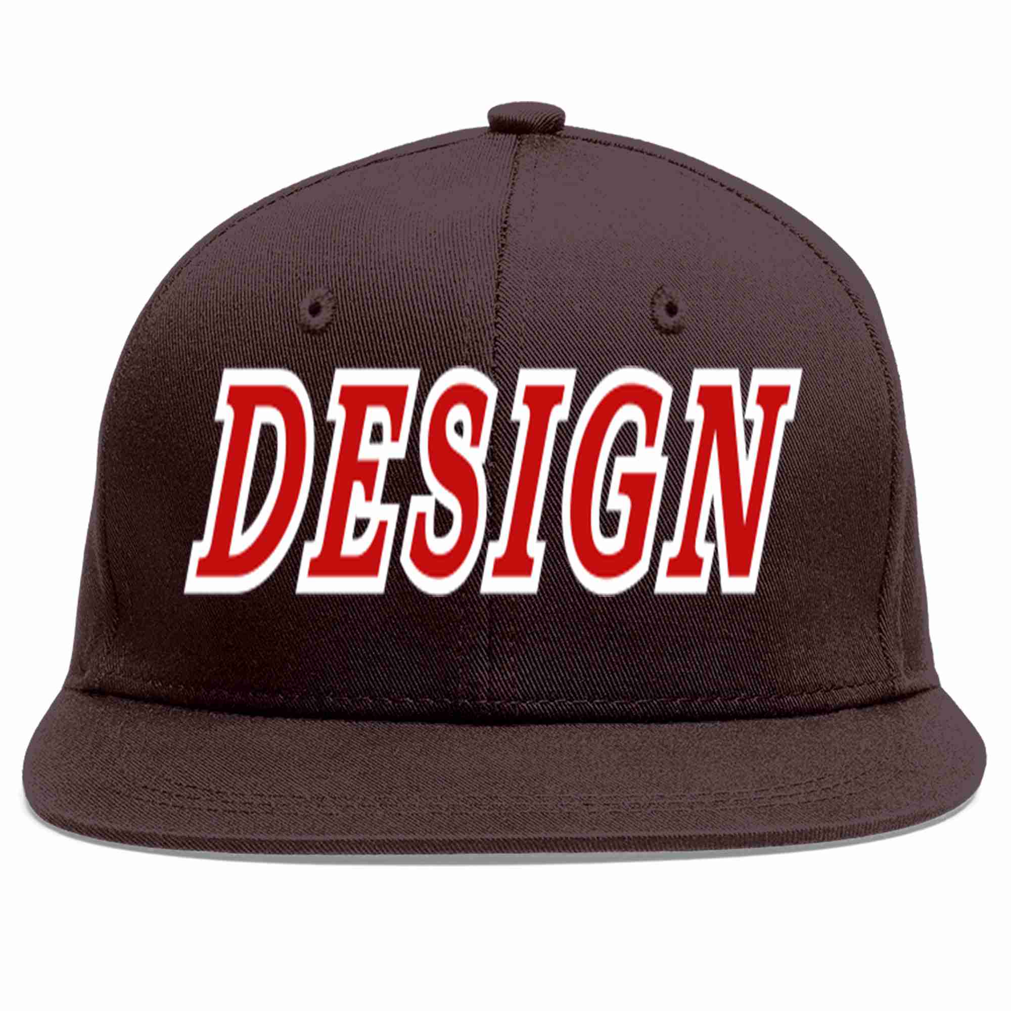 Conception personnalisée de casquette de baseball de sport à avant-toit plat marron rouge-blanc pour hommes/femmes/jeunes