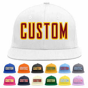 Custom White Crimson-Gold Casual Sport Baseball Cap