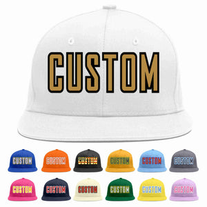 Custom White Old Gold-Black Casual Sport Baseball Cap