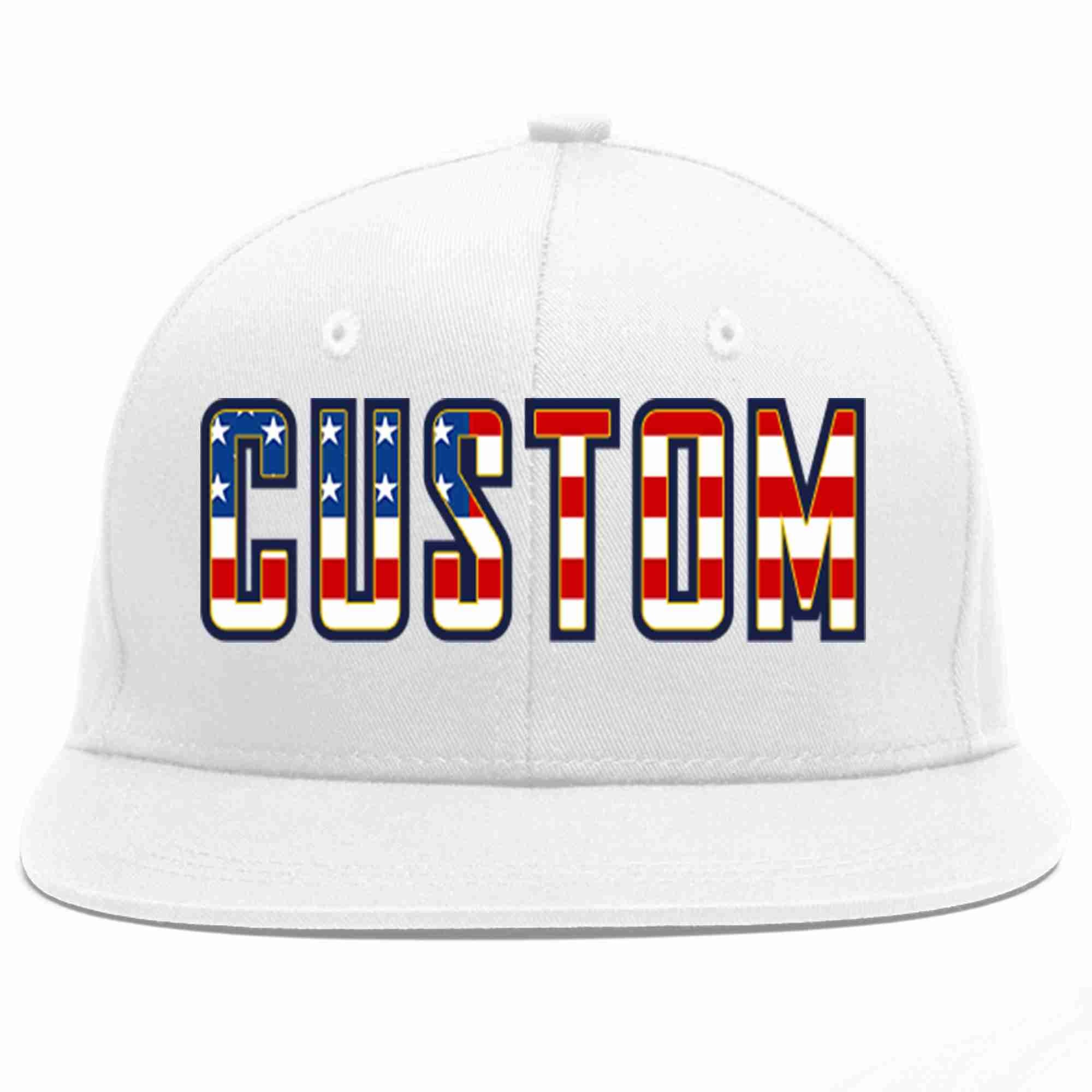 Custom White Vintage USA Flag-Gold Casual Sport Baseball Cap