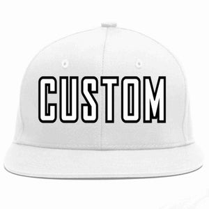 Custom White White-Black Casual Sport Baseball Cap