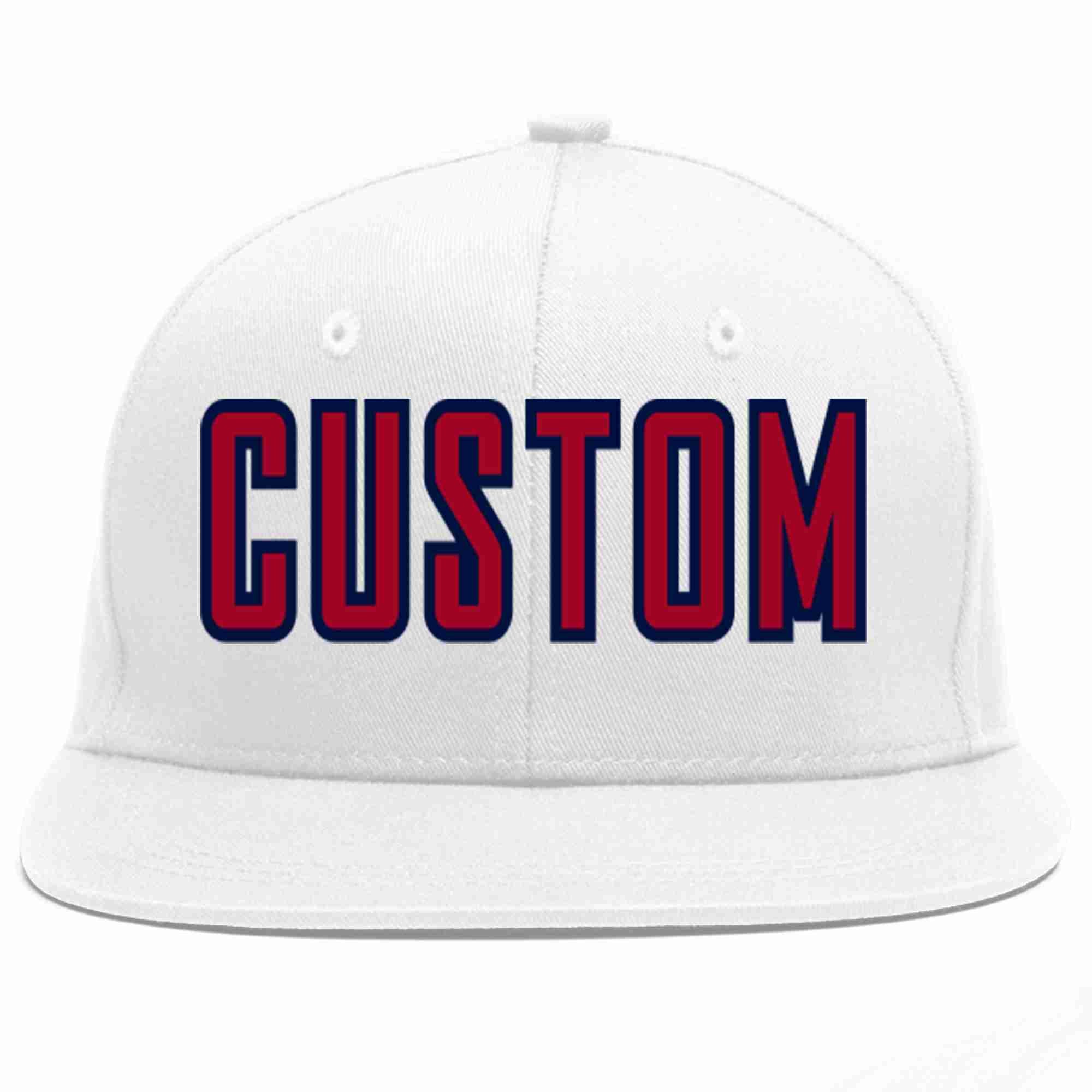 Custom White Red-Navy Casual Sport Baseball Cap