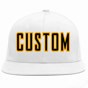 Custom White Black-Yellow Casual Sport Baseball Cap