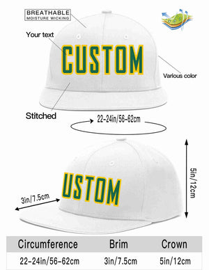 Custom White Kelly Green-Gold Casual Sport Baseball Cap