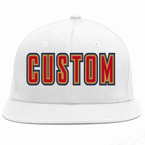 Custom White Red-Old Gold Casual Sport Baseball Cap