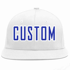 Custom White Royal-White Casual Sport Baseball Cap