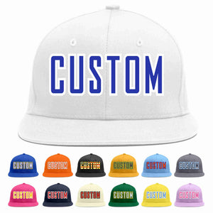 Custom White Royal-White Casual Sport Baseball Cap