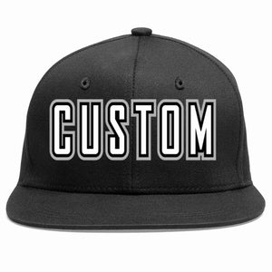 Casquette de baseball sport décontractée personnalisée noir blanc-noir