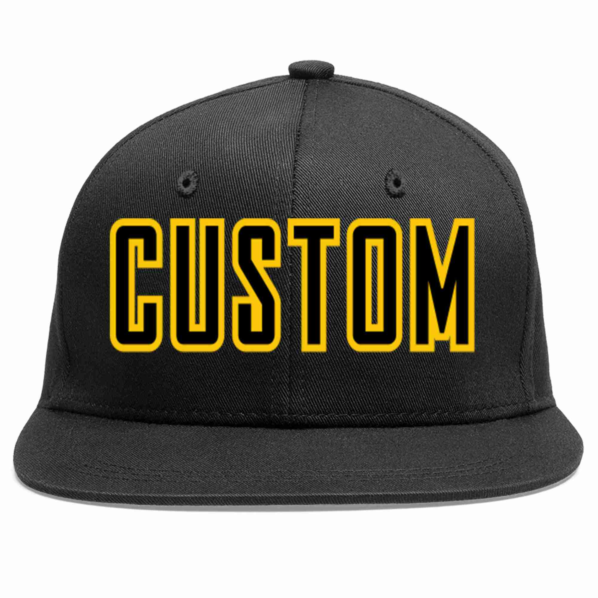 Custom Black Black-Gold Casual Sport Baseball Cap